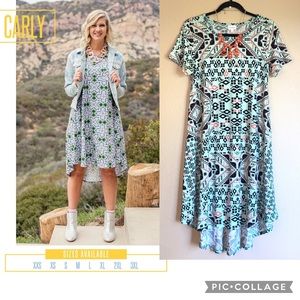 LULAROE Carly T-Shirt Dress XS S M 4 6 8 I0 Mint Green Black Pink Geometric